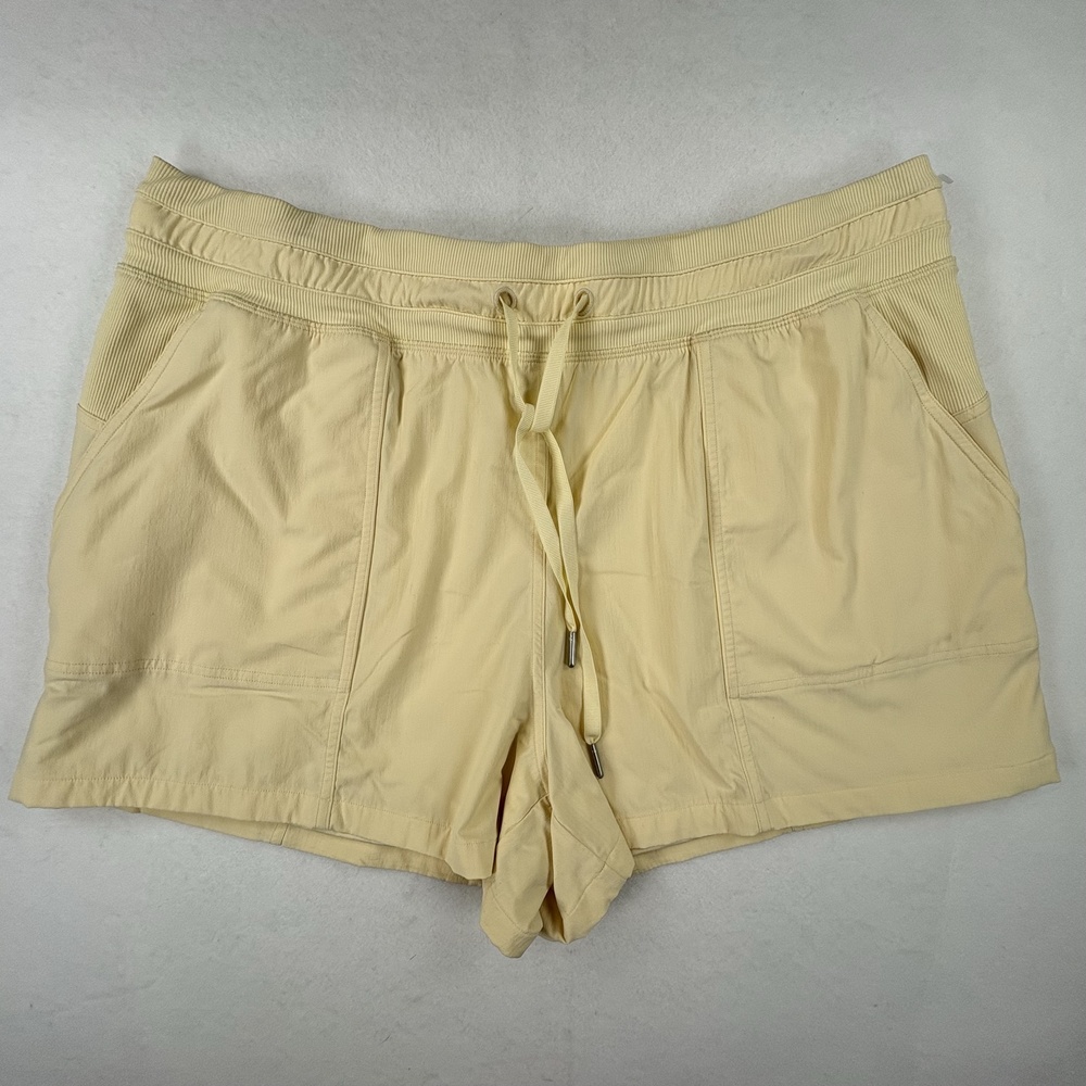 Lululemon Dance Studio High Rise Shorts Womens 14 Yellow 3.5” Lined Drawstring